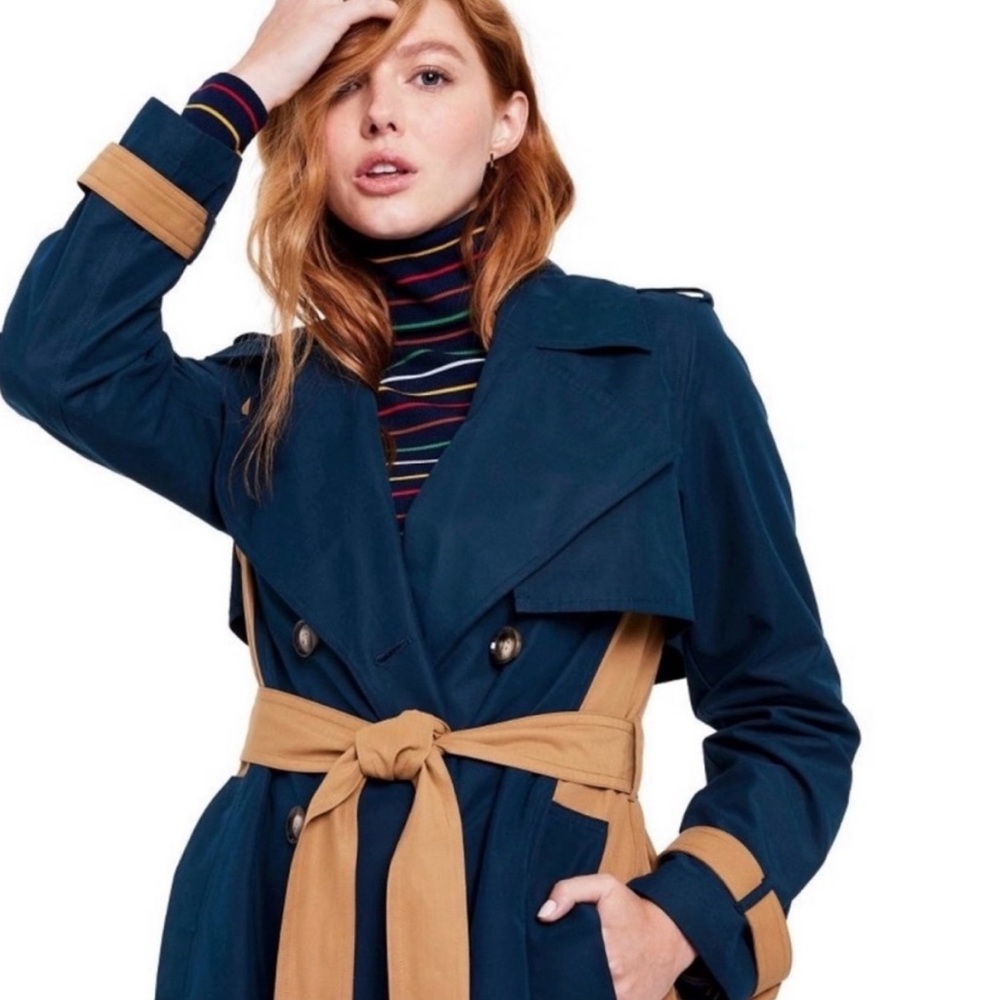 La Ligne x Target Colorblock Trench Coat Navy Tan Size Small